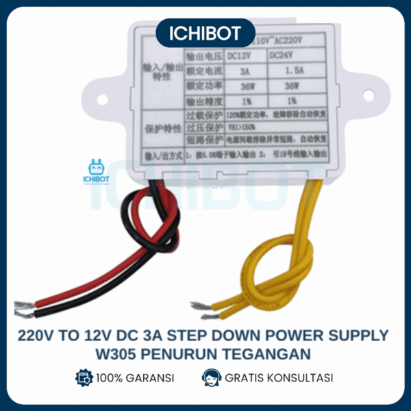 220V to 12V DC 3A Step Down Power Supply W305 Penurun Tegangan