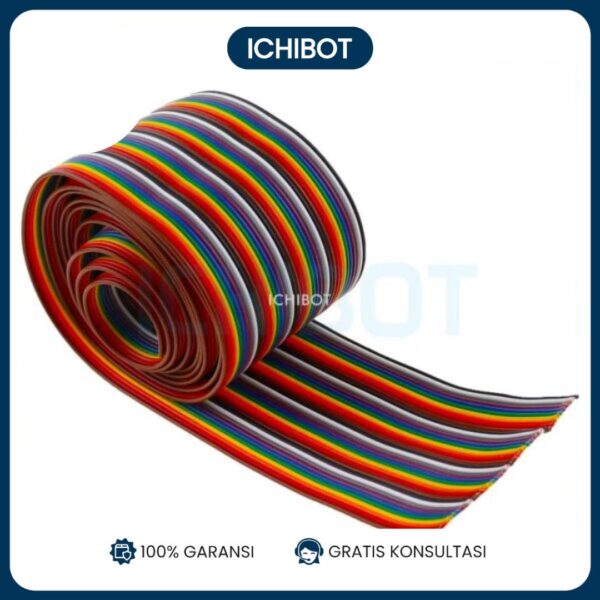40P kabel cable 40P 1.27mm 7 core Deret Flat Pita Warna Rainbow Ribbon