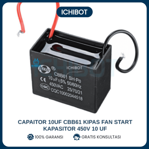 Capaitor 10uF CBB61 Kipas Fan Start Kapasitor 450V 10 uF