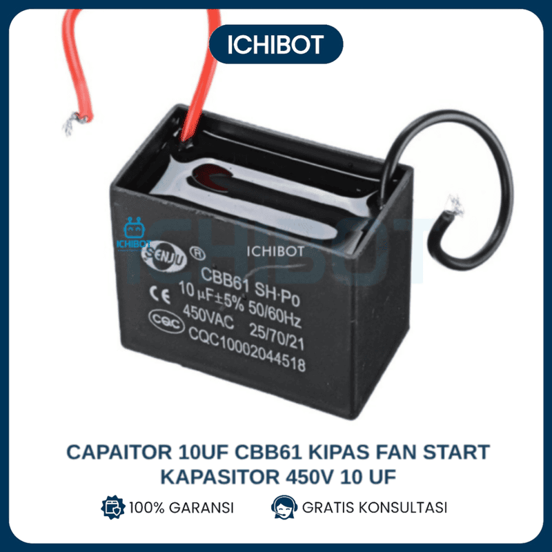 Capaitor 10uF CBB61 Kipas Fan Start Kapasitor 450V 10 uF