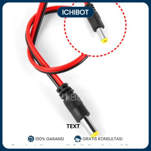 Socket Power DC 5.5 x 2.1 Male Kabel 2P Pajang 25cm