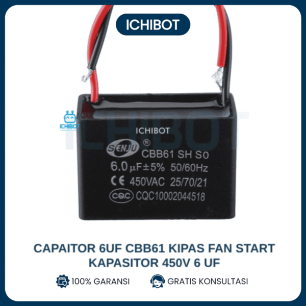 Capaitor 6uF CBB61 Kipas Fan Start Kapasitor 450V 6 uF