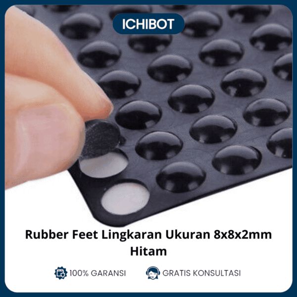 (10pcs) Rubber Feet Lingkaran Ukuran 8x8x2mm - Hitam