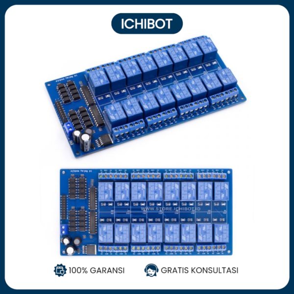 16 channel 12V Relay Modul dengan Optocoupler dan LM2576 Power Supply
