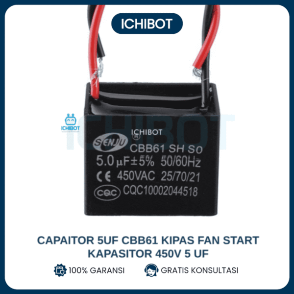 Capaitor 5uF CBB61 Kipas Fan Start Kapasitor 450V 5 uF