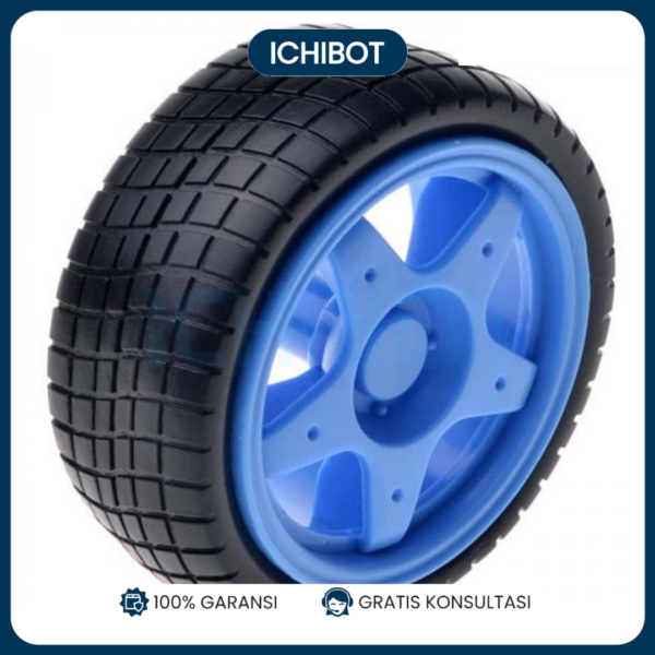 Roda Biru 65mm untuk Motor DC Gearbox Kuning