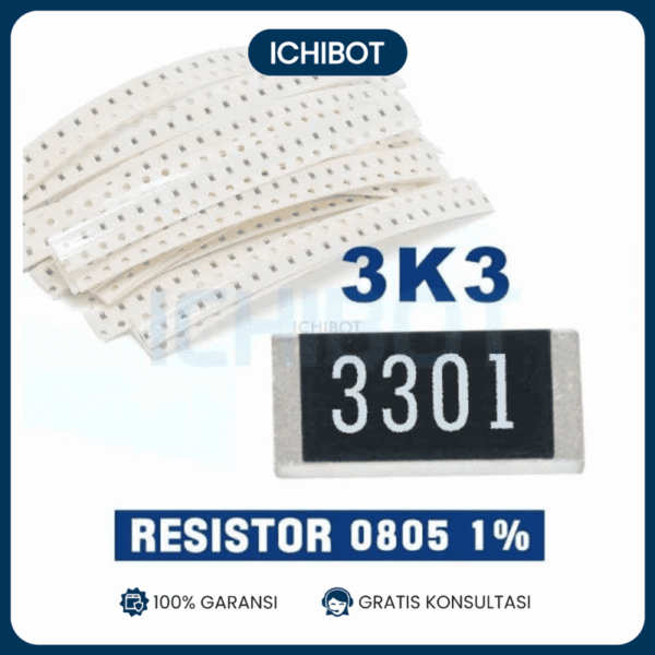 Resistor 3K3 3300 3.300 Ohm 0805 Toleransi 1% SMD SMT (10Pcs)