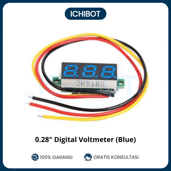 Voltmeter Digital Mini DC 0-100V 0.28 inch - Biru