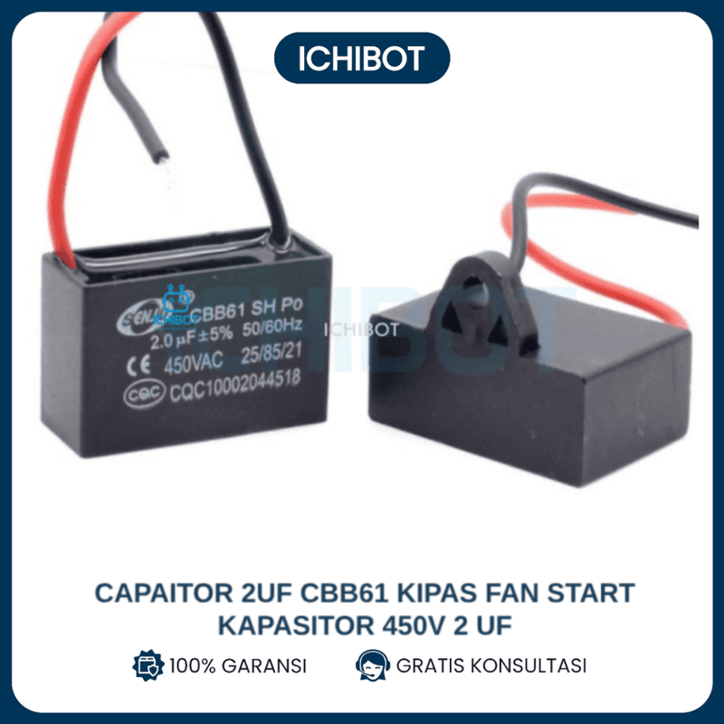 Capaitor 2uF CBB61 Kipas Fan Start Kapasitor 450V 2 uF