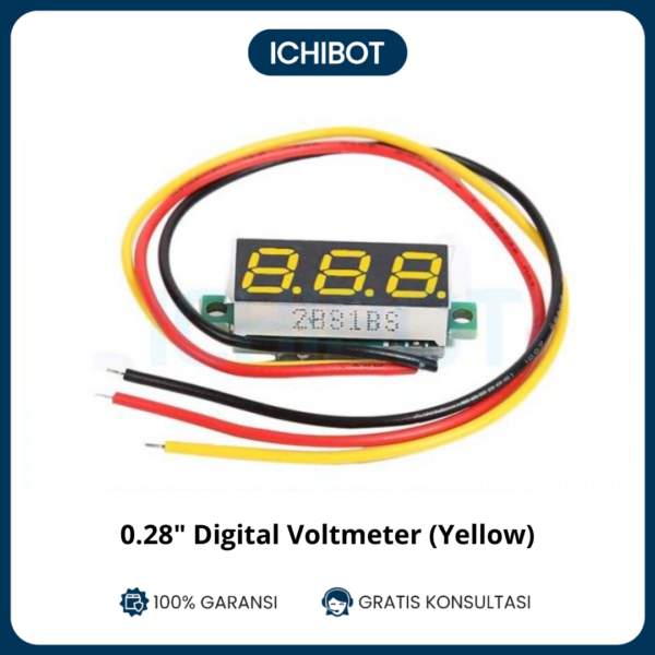 Voltmeter Digital Mini DC 0-100V 0.28 inch - Kuning