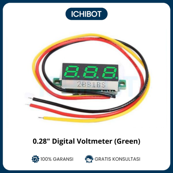 Voltmeter Digital Mini DC 0-100V 0.28 inch - Hijau