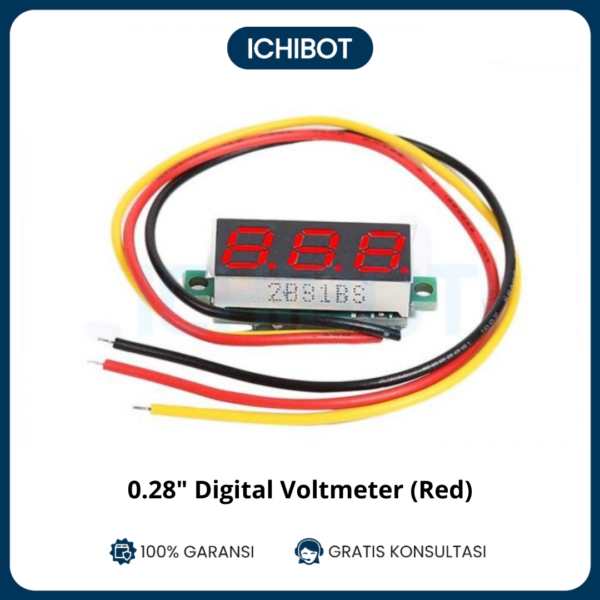 Voltmeter Digital Mini DC 0-100V 0.28 inch - Merah