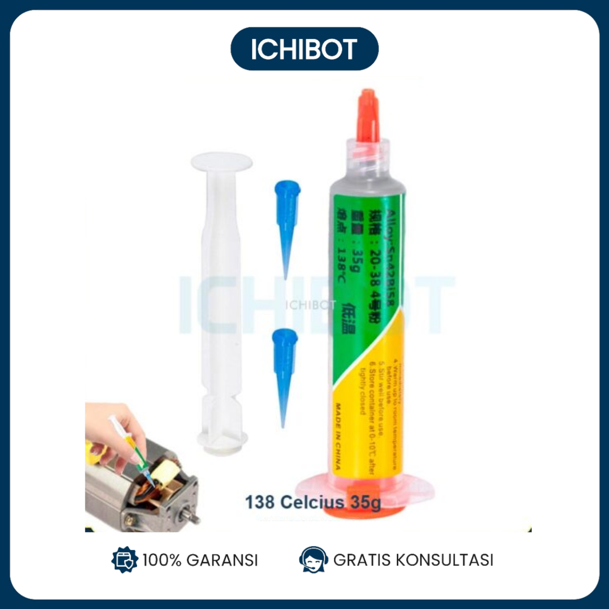 Timah Cair 138 Derajat Celcius 35g Suntikan SMD SMT Low Temperature