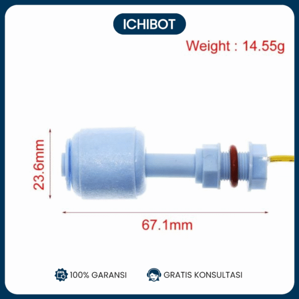 Plastic Float Switch Sensor 52mm Anti Korosi Acid Alkali Resistance - Image 3