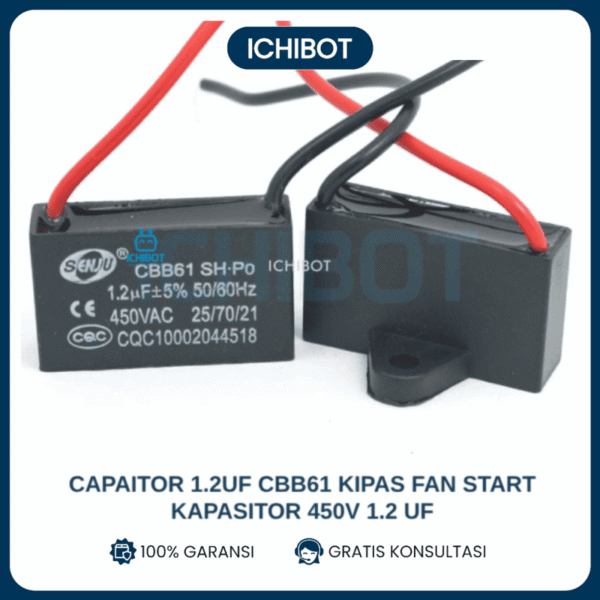 Capaitor 1.2uF CBB61 Kipas Fan Start Kapasitor 450V 1.2 uF