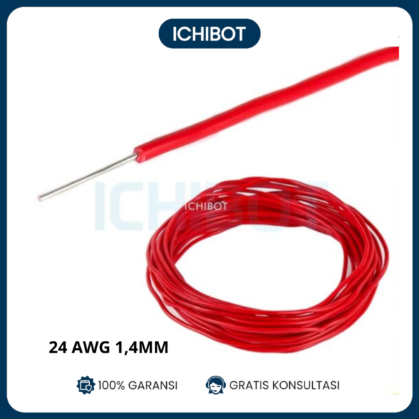 Kabel Jumper Solid Tunggal AWG24 Merah 1.4mm Breadboard PCB Wire