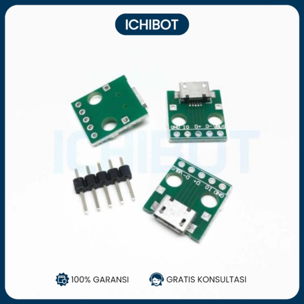 Micro USB Tipe B Female to DIP Converter PCB 2.54mm