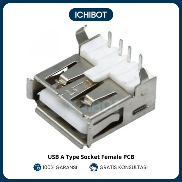 USB A Type Socket Female PCB 90 Degree Derajat Siku
