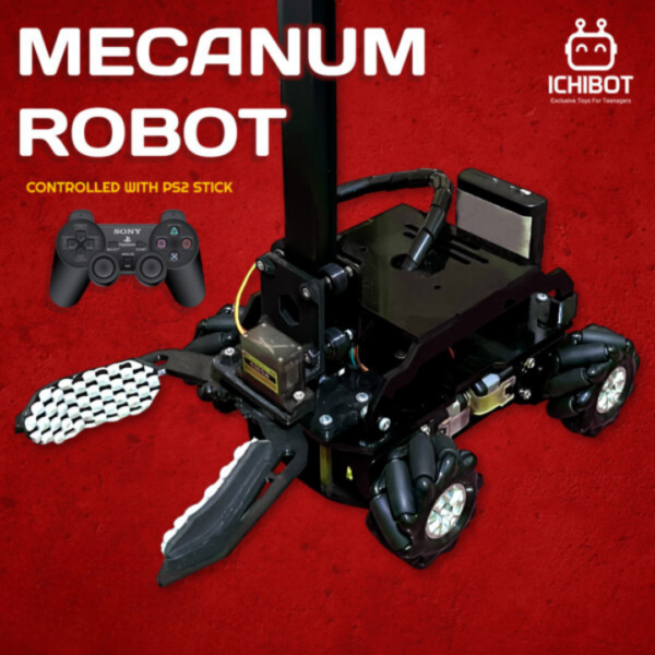 Robot Mecanum Transporter Manual Stick PS2 Kendali Mekanum ICHIBOT - CUSTOM BENTUK