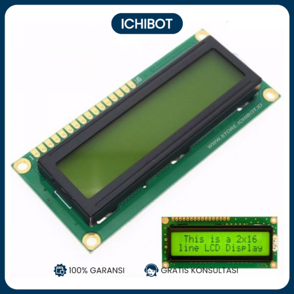 LCD 1602 16x2 Background Kuning Hijau Tulisan Hitam 5V No I2C