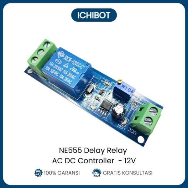 NE555 Delay Relay Module - 12V Time Adjustable Controller