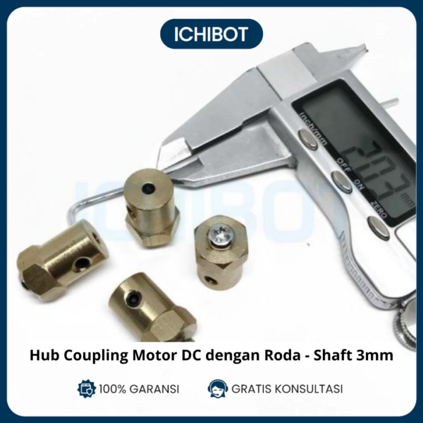 Hub Coupling Motor DC dengan Roda - Shaft 3mm