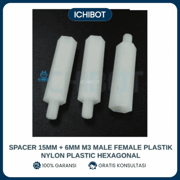 Spacer 15mm + 6mm M3 Male Female Plastik Nylon Plastic hexagonal