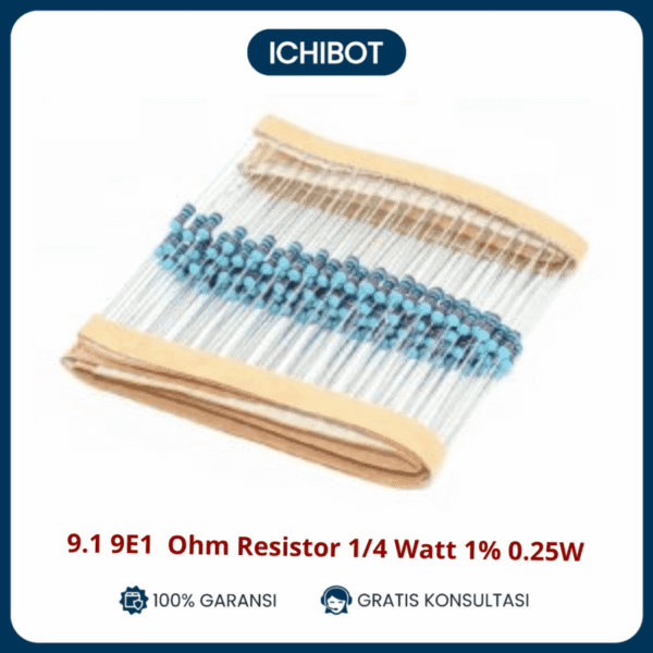 (10pcs) 9.1 9E1 Ohm Resistor 1/4 Watt 1% 0.25W