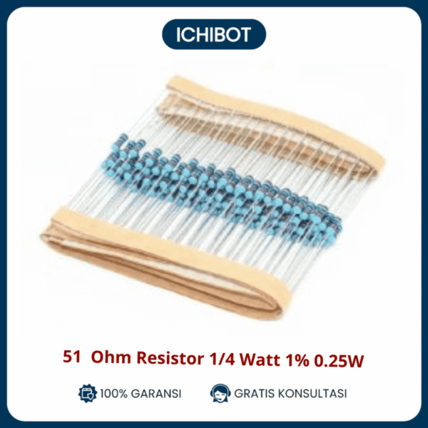 (10pcs) 51 Ohm Resistor 1/4 Watt 1% 0.25W