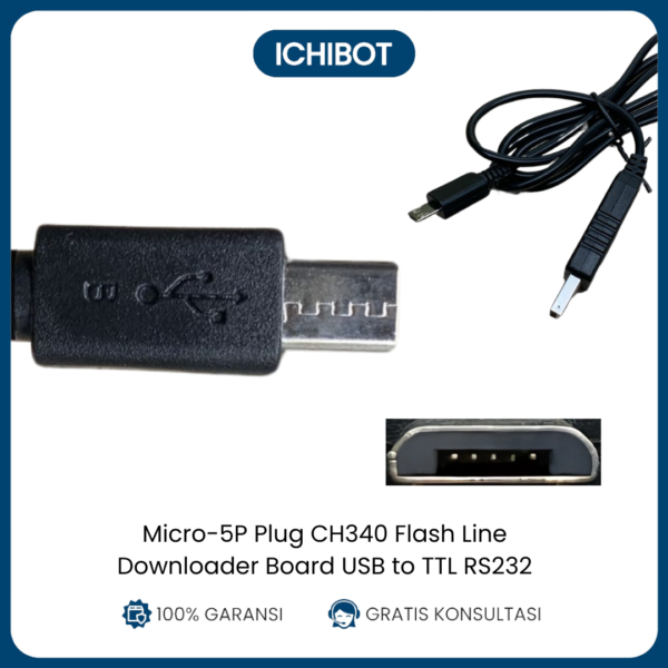 Micro-5P Plug Cable CH340 Flash Line Downloader Board USB to TTL RS232 Upgrade Serial Port Module - With Micro Plug