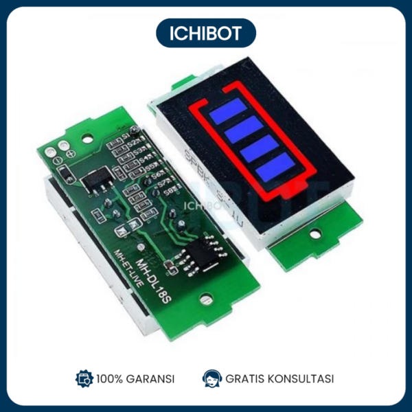 Indikator Kapasitas Baterai Lithium 18650 1S-8S LED Biru Tampilan