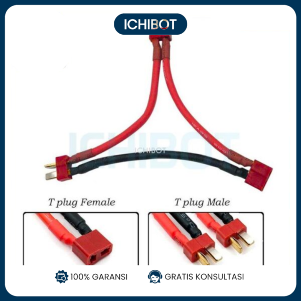 T Plug 1 Female to 2 Male Connectors Series Seri Baterai Battery