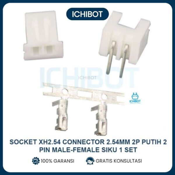 (10pcs) Socket XH2.54 Connector 2.54mm 2P Putih 2 Pin Male Female Siku 1 Set