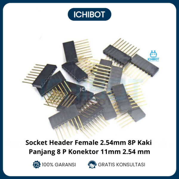 Socket Header Female 2.54mm 8P Kaki Panjang 8 P Konektor 11mm 2.54 mm