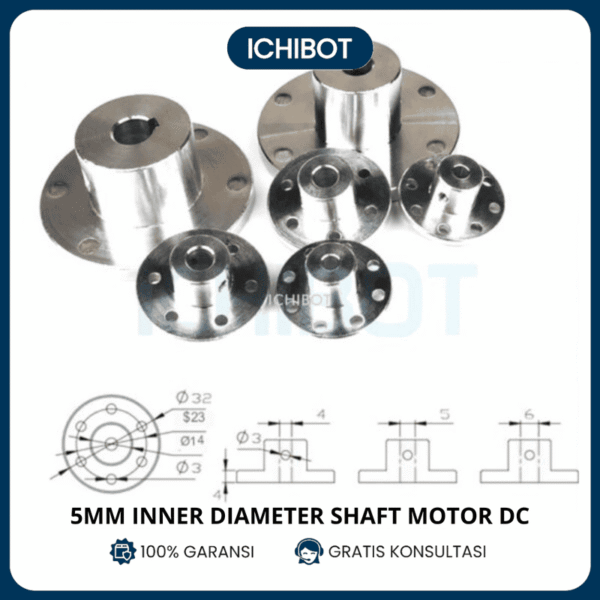 5mm Inner Diameter Shaft Motor DC Coupling Hub Roda Out Diameter 32mm