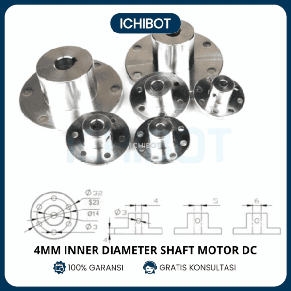 4mm Inner Diameter Shaft Motor DC Coupling Hub Roda Out Diameter 32mm