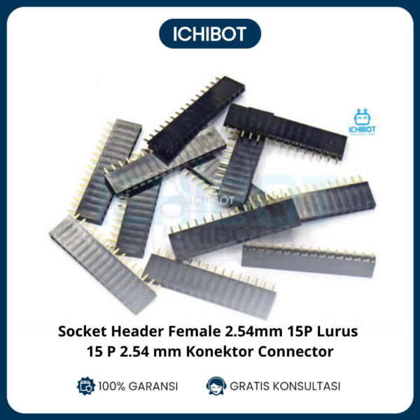Socket Header Female 2.54mm 15P Lurus 15 P 2.54 mm Konektor Connector