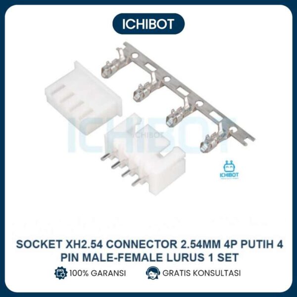 Socket XH2.54 4-Pin Lurus 2.54mm Male Female Connector Set Putih