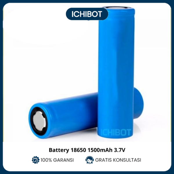 Battery 18650 Baterai Vape 3.7V kapasitas 1500mAh Rechargeable Biru
