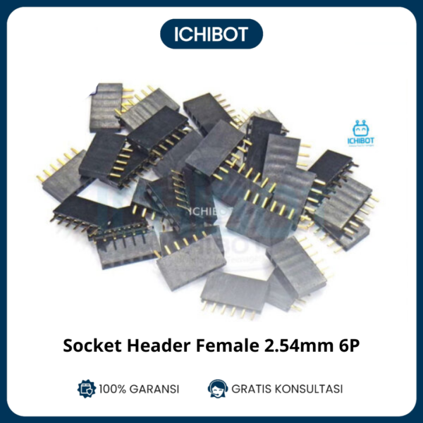 (10pcs) Socket Header Female 2.54mm 6P Lurus 6 P 2.54 mm Konektor Connector