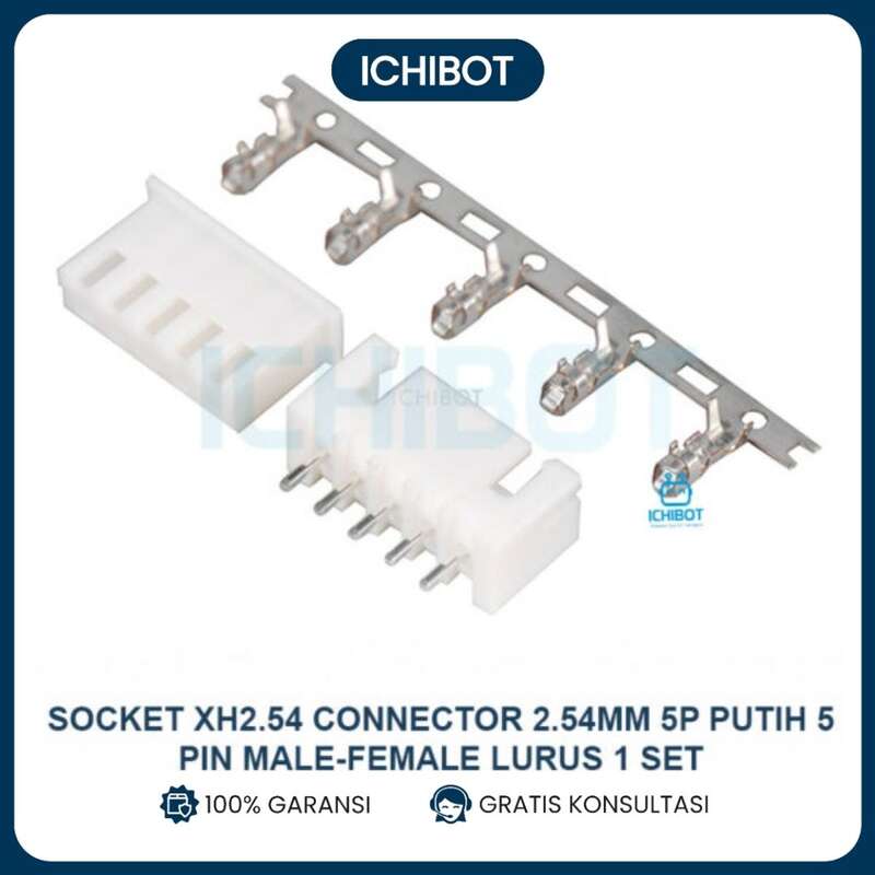 Socket XH2.54 Connector 2.54mm 5P Putih 5 Pin Male Female Lurus 1 Set
