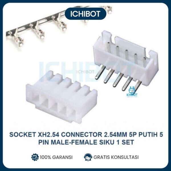 Socket XH2.54 5-Pin Siku 2.54mm Male Female Connector Set Putih
