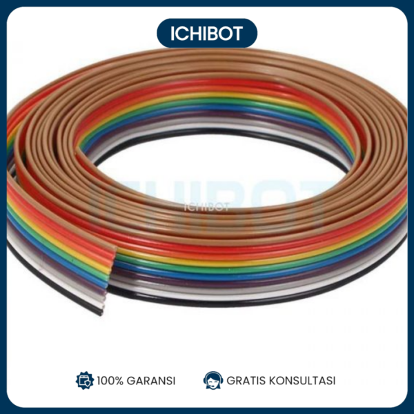 Kabel Flat 10P Sisir 10 Pin Pita Deret Putih Cable Serabut Pelangi