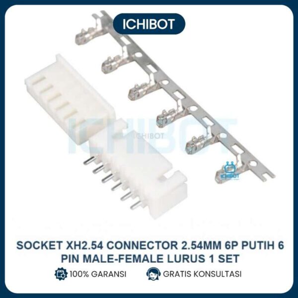 Socket XH2.54 Connector 2.54mm 6P Putih 6 Pin Male Female Lurus 1 Set