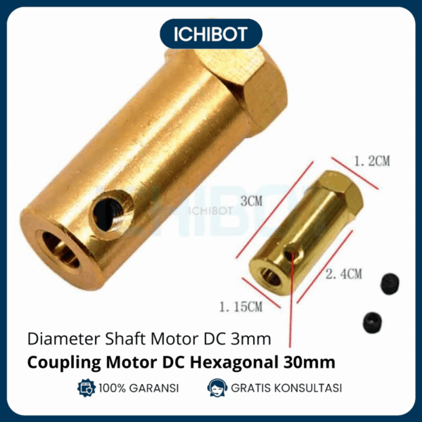 Coupling Motor DC inner Diameter 3mm Hexagonal Panjang 30mm Shaft Hub
