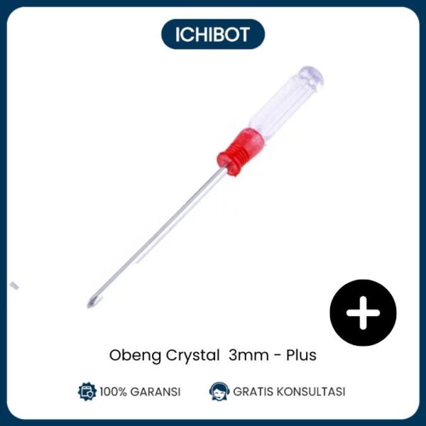 Obeng Plus Silang Kecil dan Datar Crystal Transparan 3mm untuk Sekrup Kecil dan Pembuka - Plus