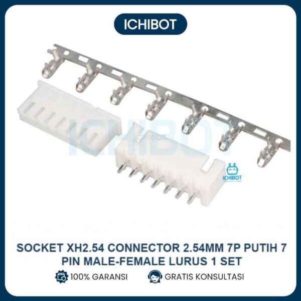 Socket XH2.54 Connector 2.54mm 7P Putih 7 Pin Male Female Lurus 1 Set