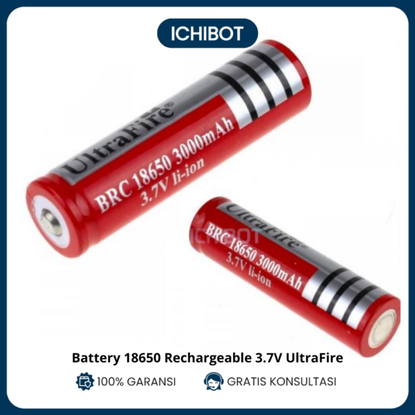Battery 18650 Baterai Vape 3.7V UltraFire Rechargeable Merah Isi Ulang