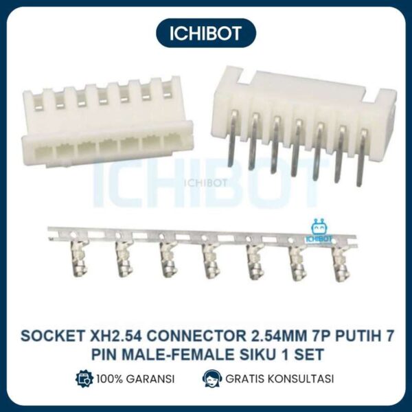 Socket XH2.54 Connector 2.54mm 7P Putih 7 Pin Male Female Siku 1 Set