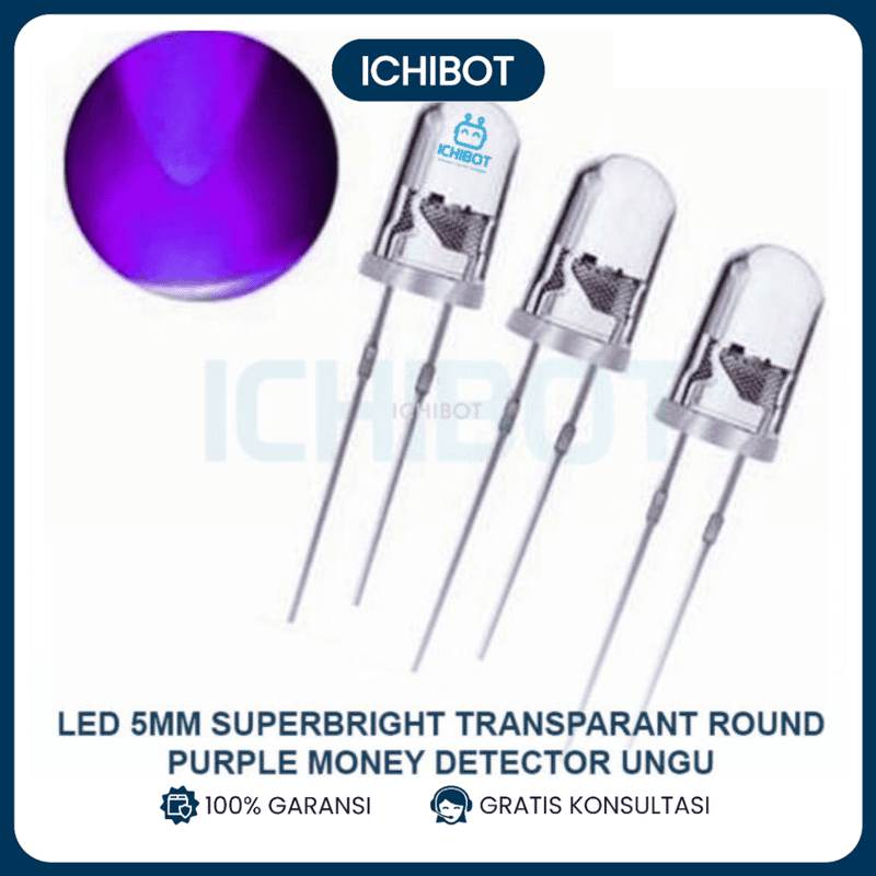 LED 5mm Superbright Transparant Round Purple Money Detector Ungu